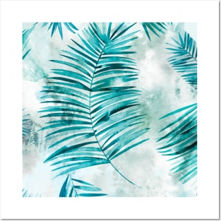 Watery palms Aqua blue Posters and Art